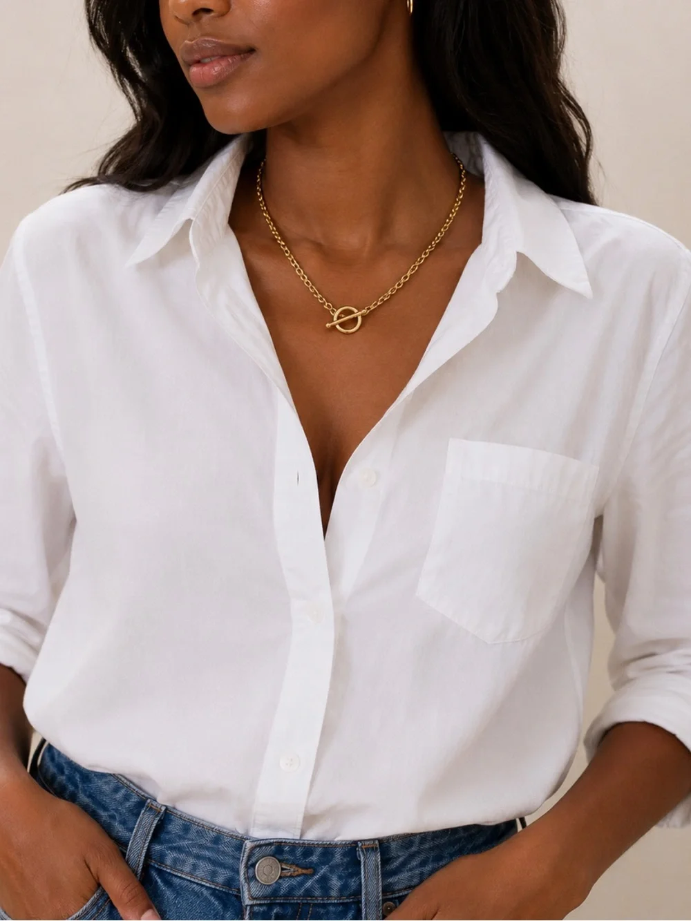 New! 18K Gold Plated Chain Toggle Necklace NWOT